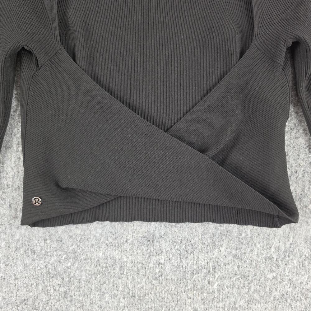 Lululemon Sweater Women Medium Ribbed Knit Twist Back Mockneck Top Yoga Athletic - Picture 8 of 14